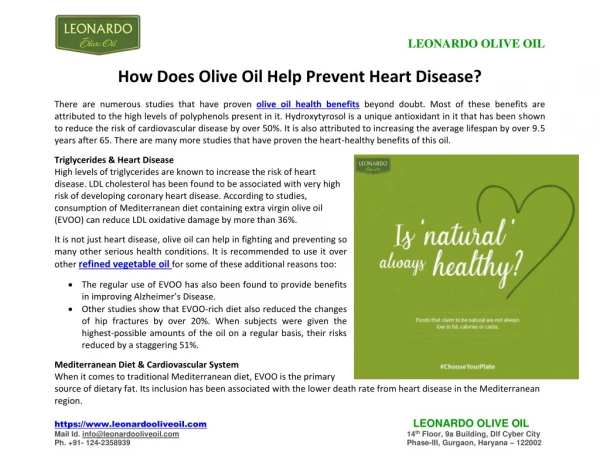 How Does Olive Oil Help Prevent Heart Disease?