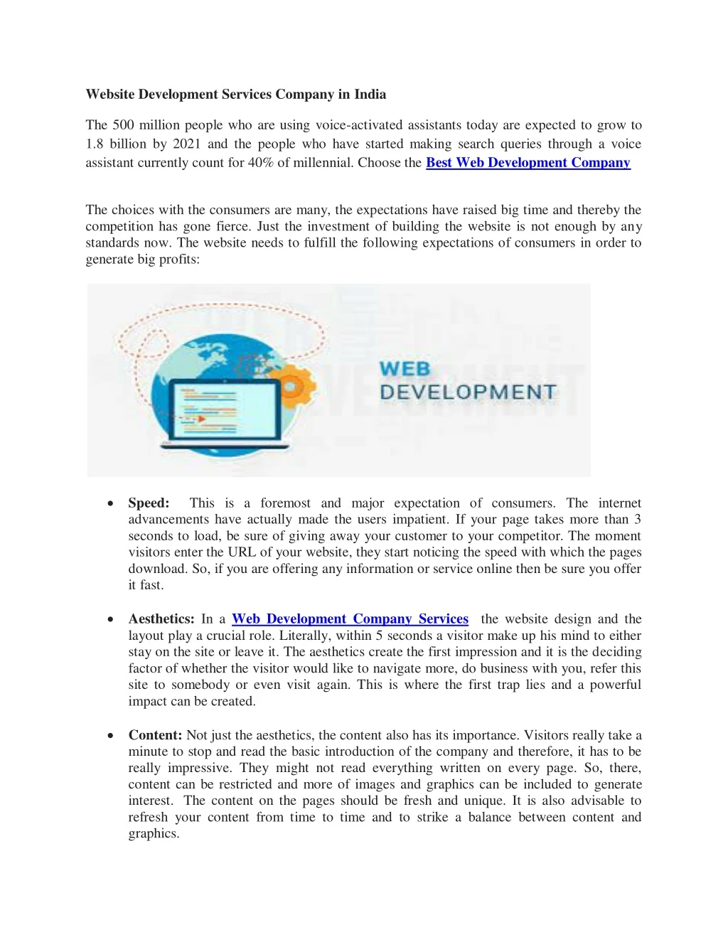 website development services company in india