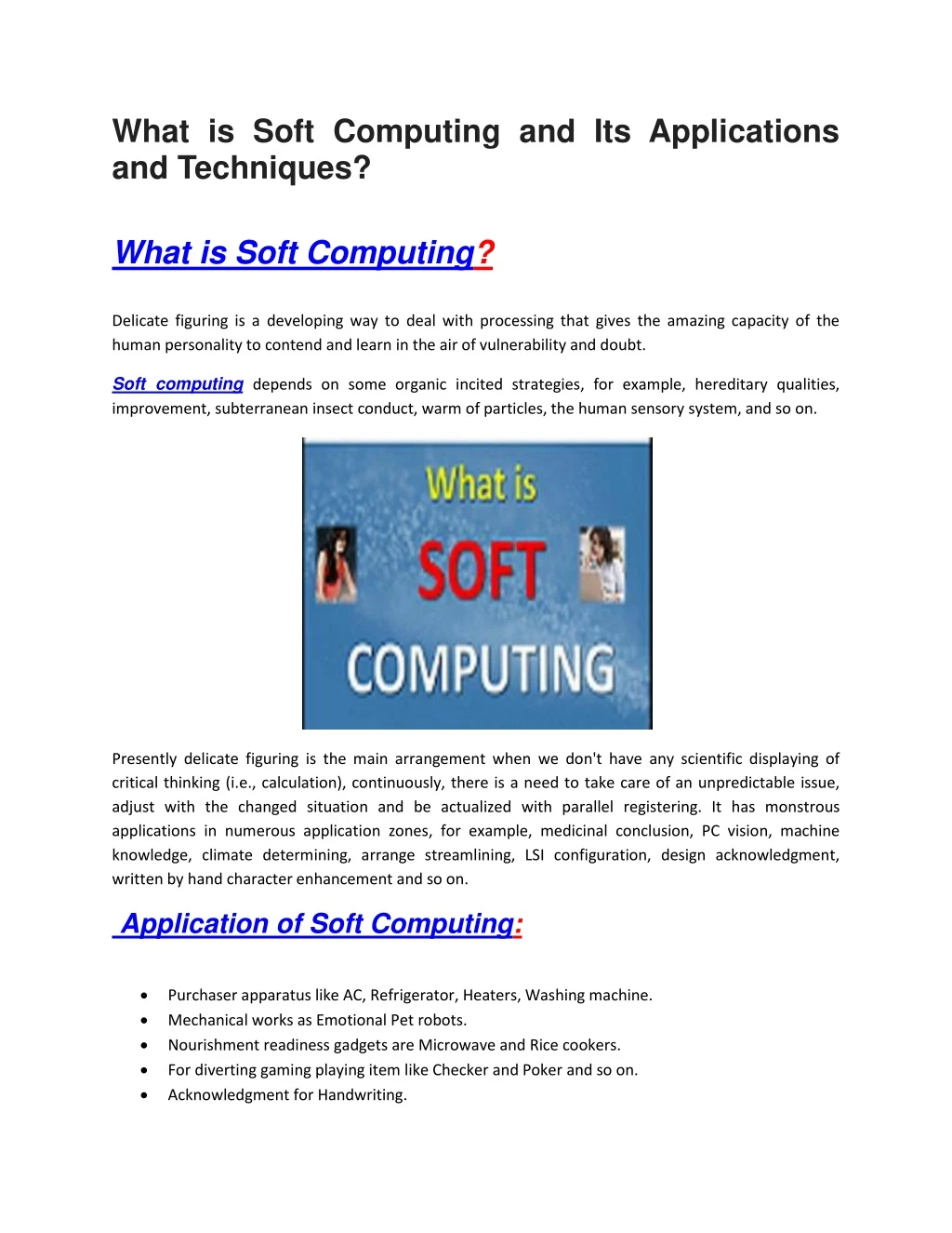 what is soft computing and its applications