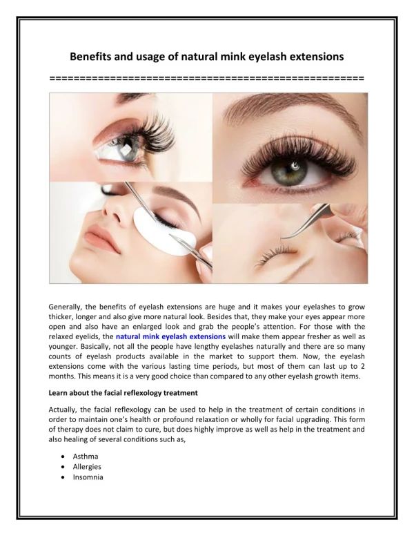 Benefits and usage of natural mink eyelash extensions