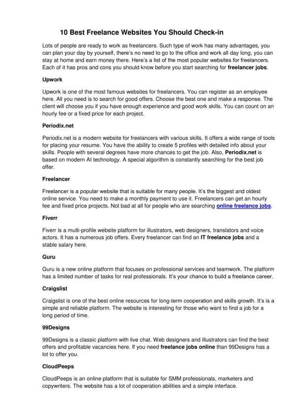 10 Best Freelance Websites You Should Check-in
