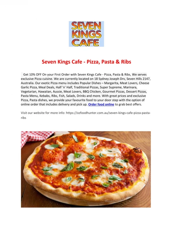 Seven Kings Cafe - Pizza, Pasta & Ribs-Seven Hills - Order Food Online