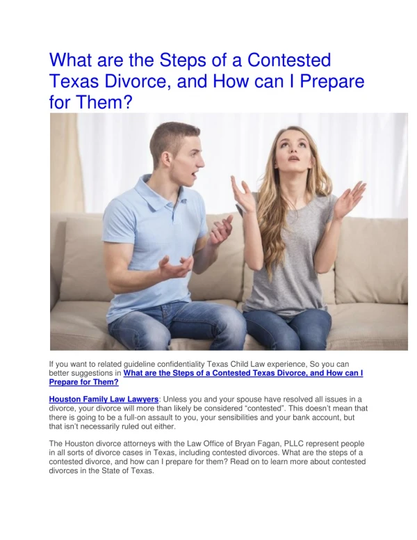 What are the Steps of a Contested Texas Divorce, and How can I Prepare for Them?