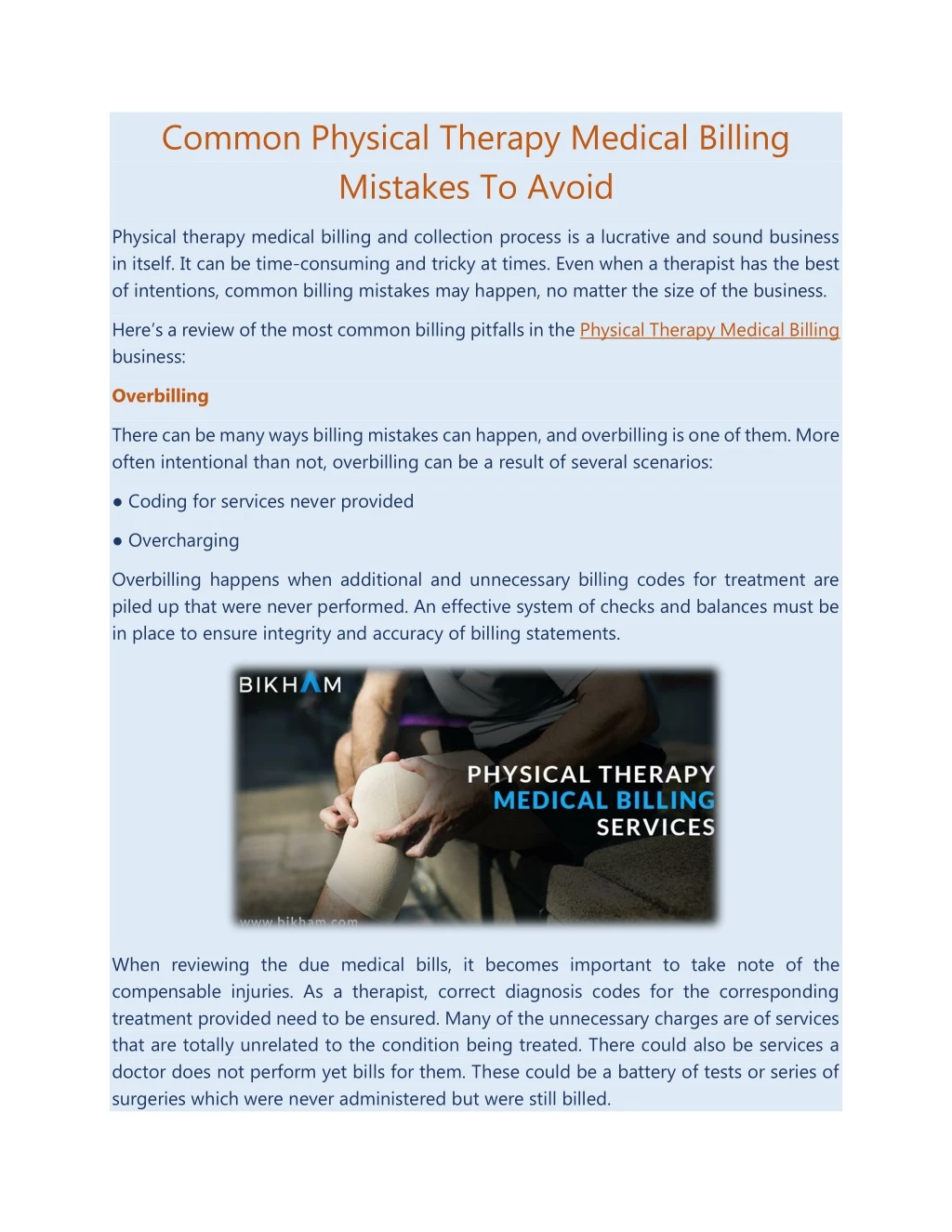 common physical therapy medical billing mistakes