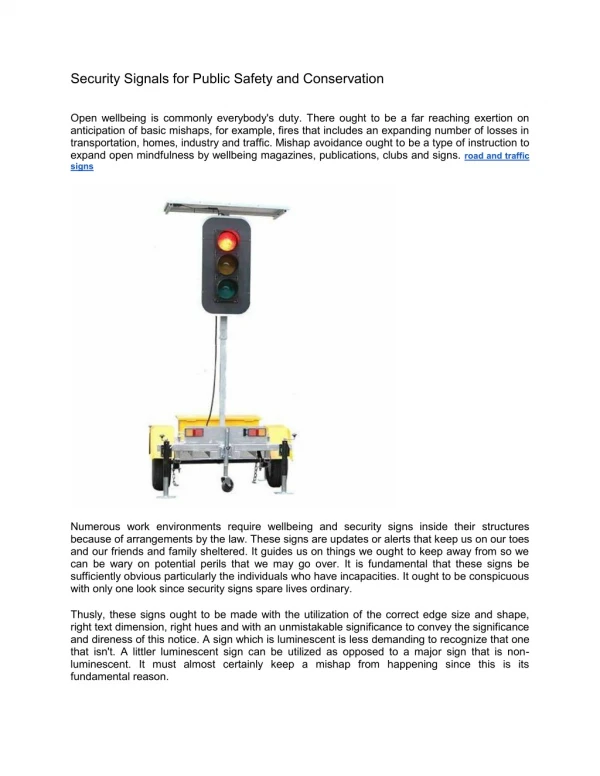 Security Signals for Public Safety and Conservation