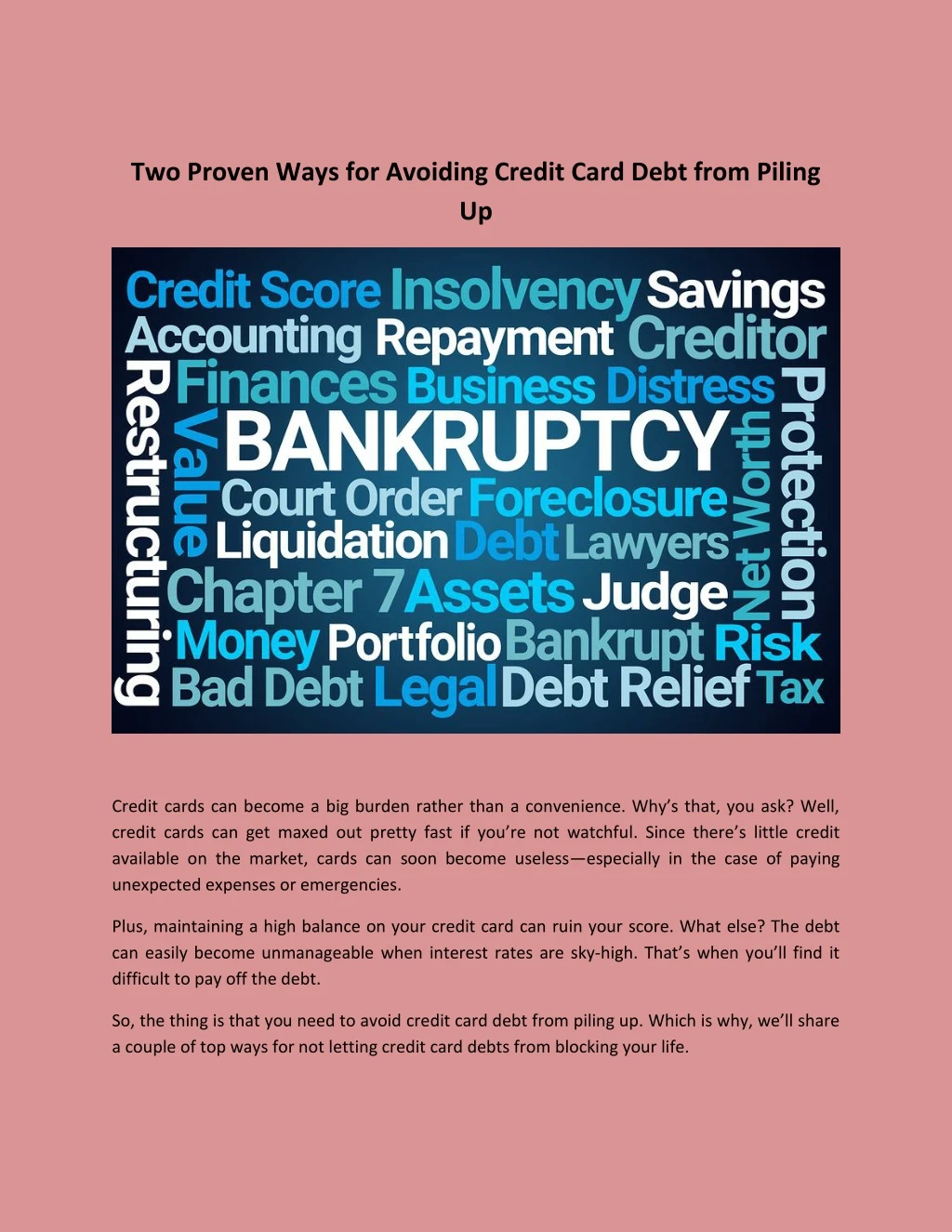 two proven ways for avoiding credit card debt