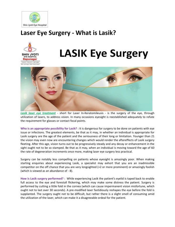 What is Lasik?- Laser Eye Surgery