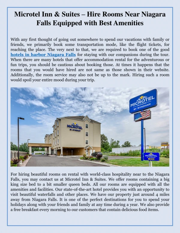 Microtel Inn & Suites – Hire Rooms Near Niagara Falls Equipped with Best Amenities