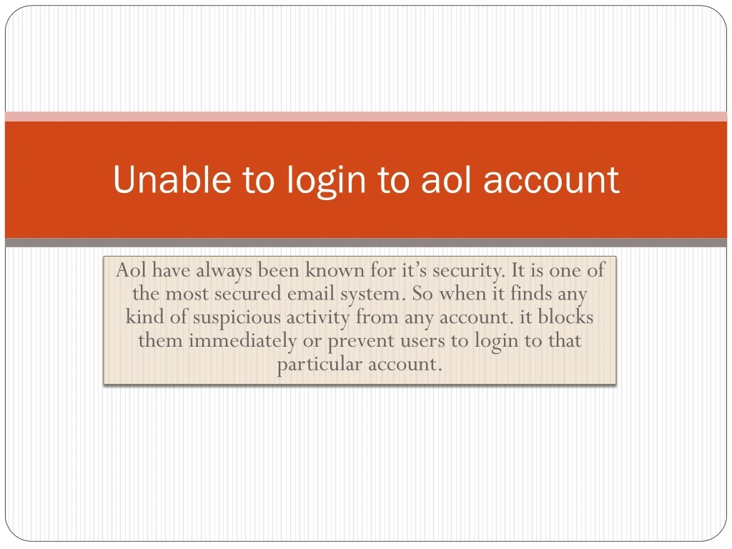 unable to login to aol account
