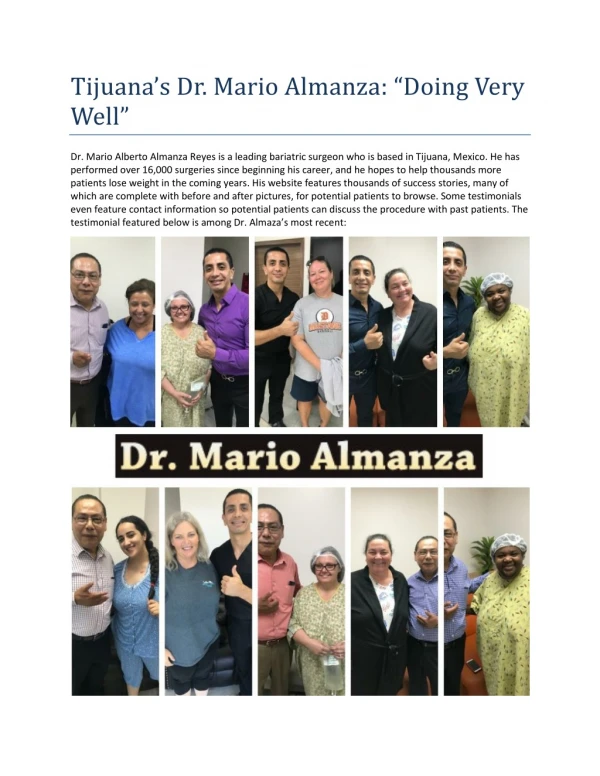Tijuana’s Dr. Mario Almanza: “Doing Very Well”