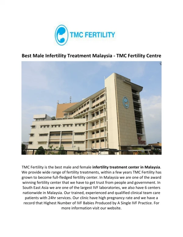 World Best Male Infertility Treatment Centre in Malaysia - TMC Fertility