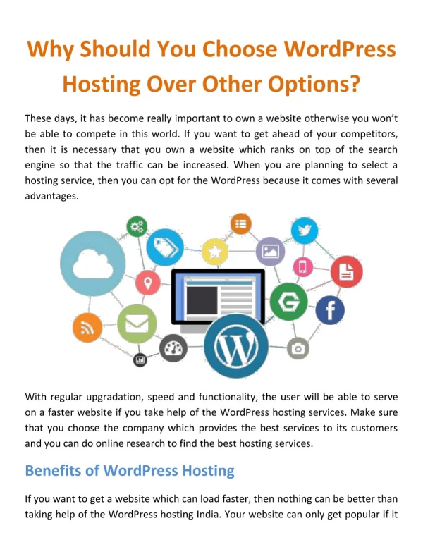 Why Should You Choose WordPress Hosting Over Other Options?