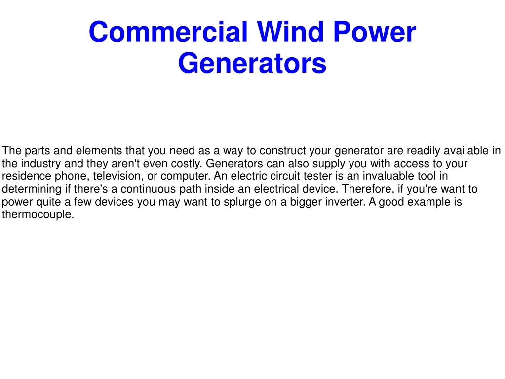 commercial wind power generators