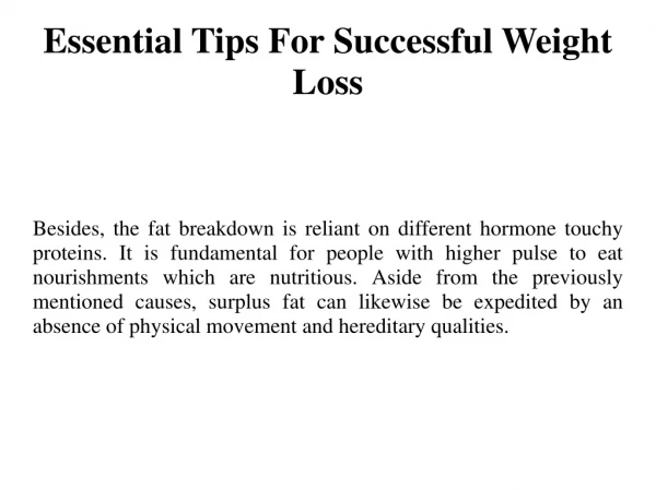 Essential Tips For Successful Weight Loss