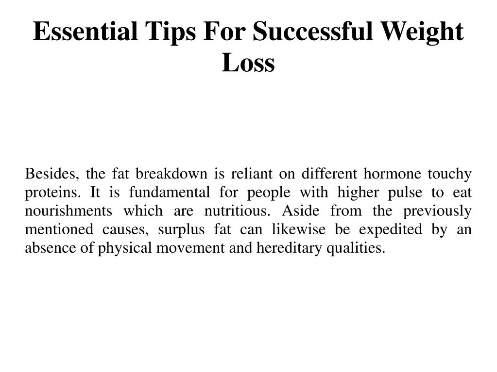 essential tips for successful weight loss