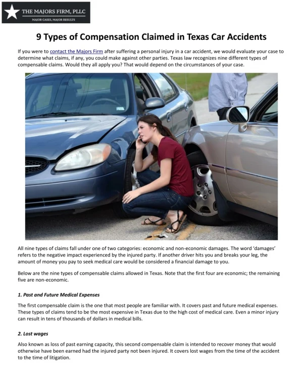 9 Types of Compensation Claimed in Texas Car Accidents
