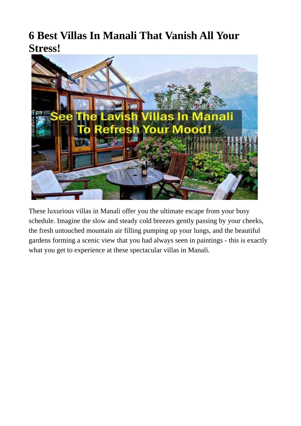 6 best villas in manali that vanish all your