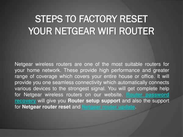 Steps To Factory Reset Your Netgear WiFi Router