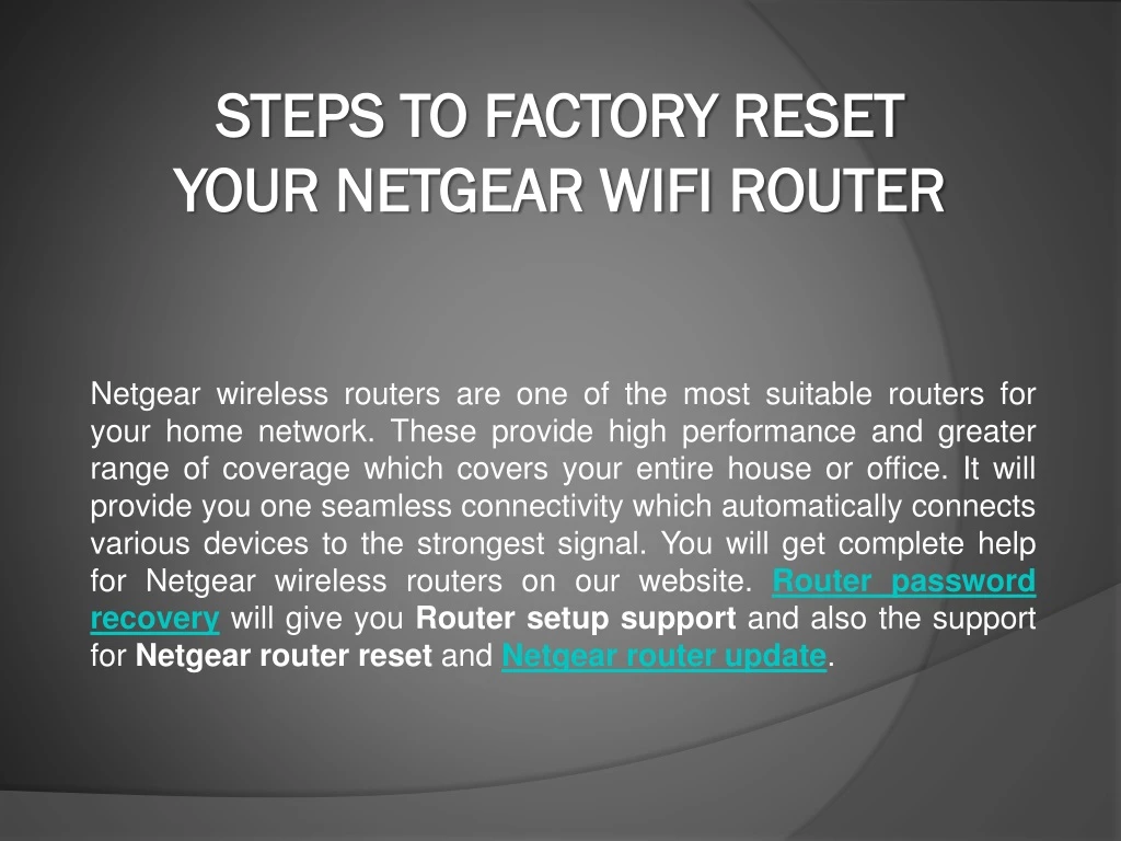 steps to factory reset your netgear wifi router