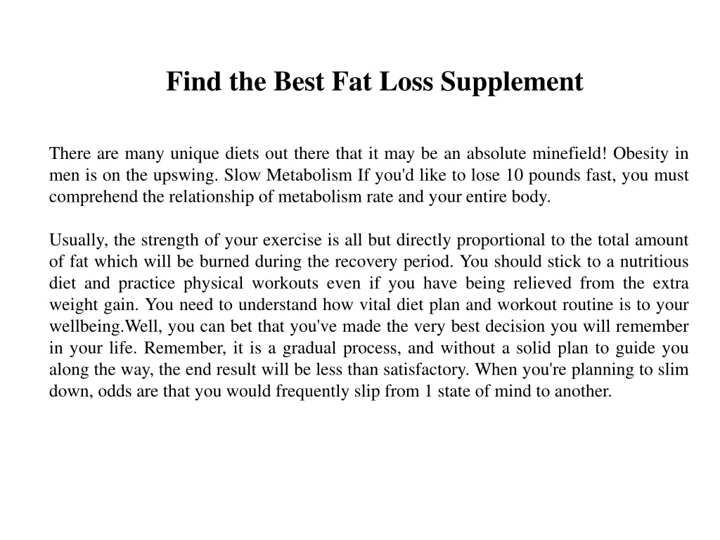 find the best fat loss supplement