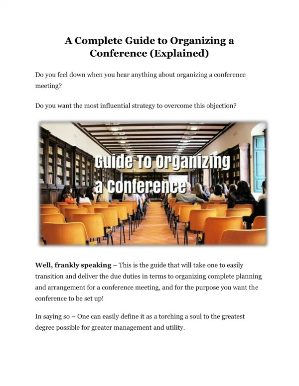 complete guide to organizing conference