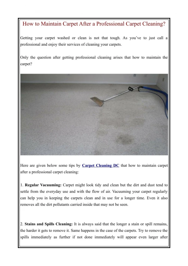 How to Maintain Carpet After a Professional Carpet Cleaning?
