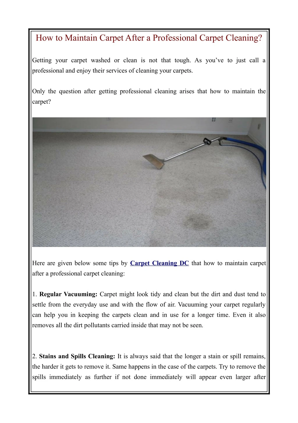 how to maintain carpet after a professional