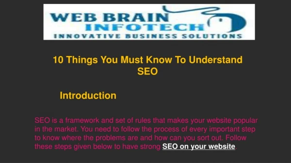 10 Things You Must Know To Understand SEO