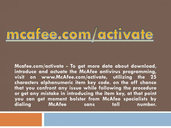 MCAFEE.COM/ACTIVATE- ACTIVATE MCAFEE ANTIVIRUS