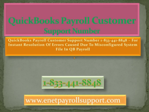 QuickBooks Payroll Customer Support Number 1-833-441-8848