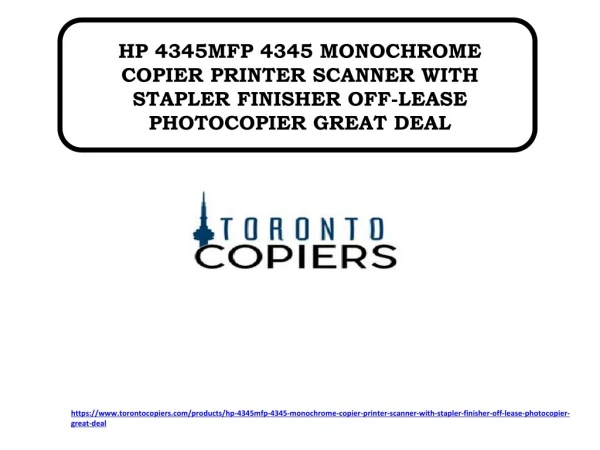 HP 4345MFP 4345 MONOCHROME COPIER PRINTER SCANNER WITH STAPLER FINISHER OFF-LEASE PHOTOCOPIER GREAT DEAL