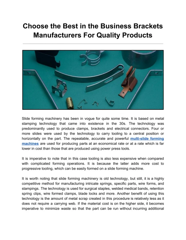 Choose The Best In The Business Brackets Manufacturers For Quality Products
