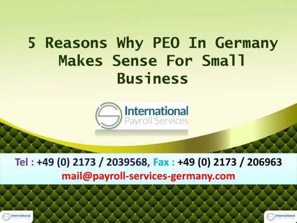 5 Reasons Why PEO In Germany Makes Sense For Small Business