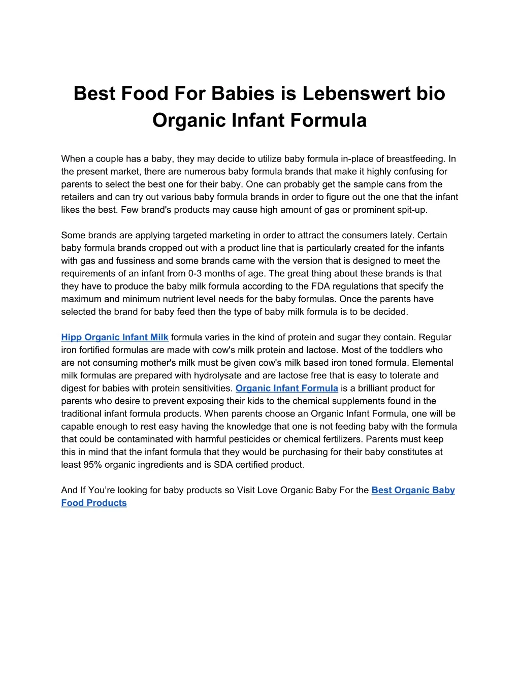 best food for babies is lebenswert bio organic