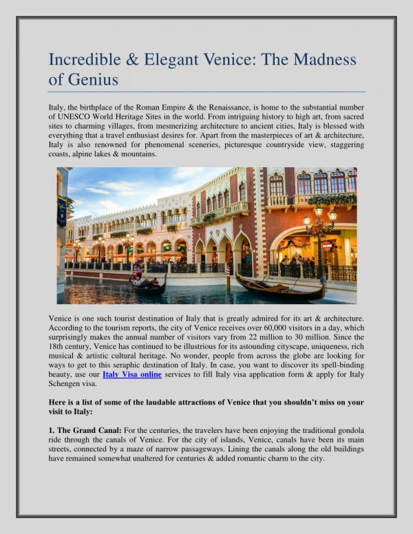 Incredible & Elegant Venice The Madness of Genius
