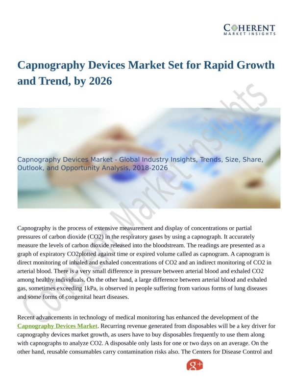 Capnography Devices Market To Be At Forefront By 2026
