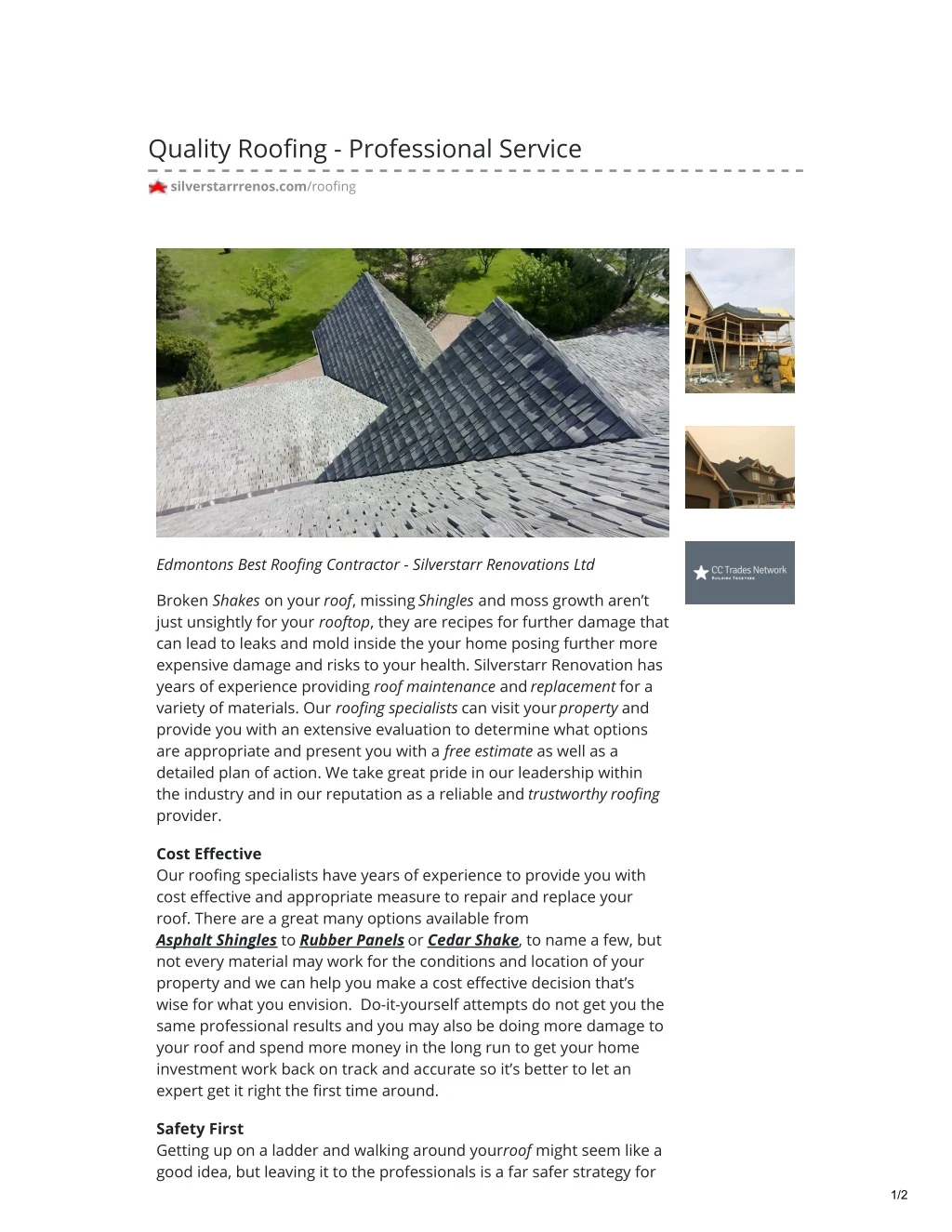 quality roofing professional service