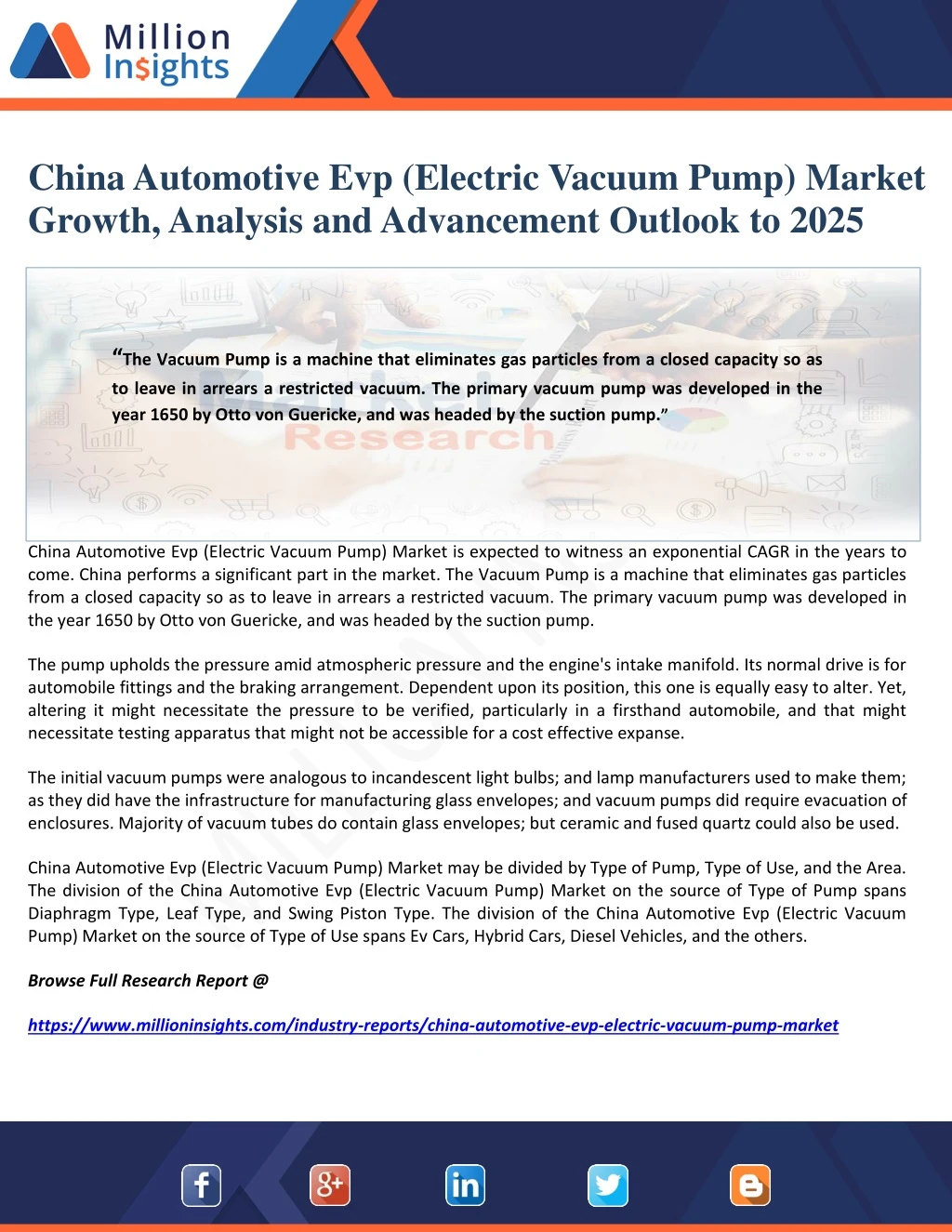china automotive evp electric vacuum pump market