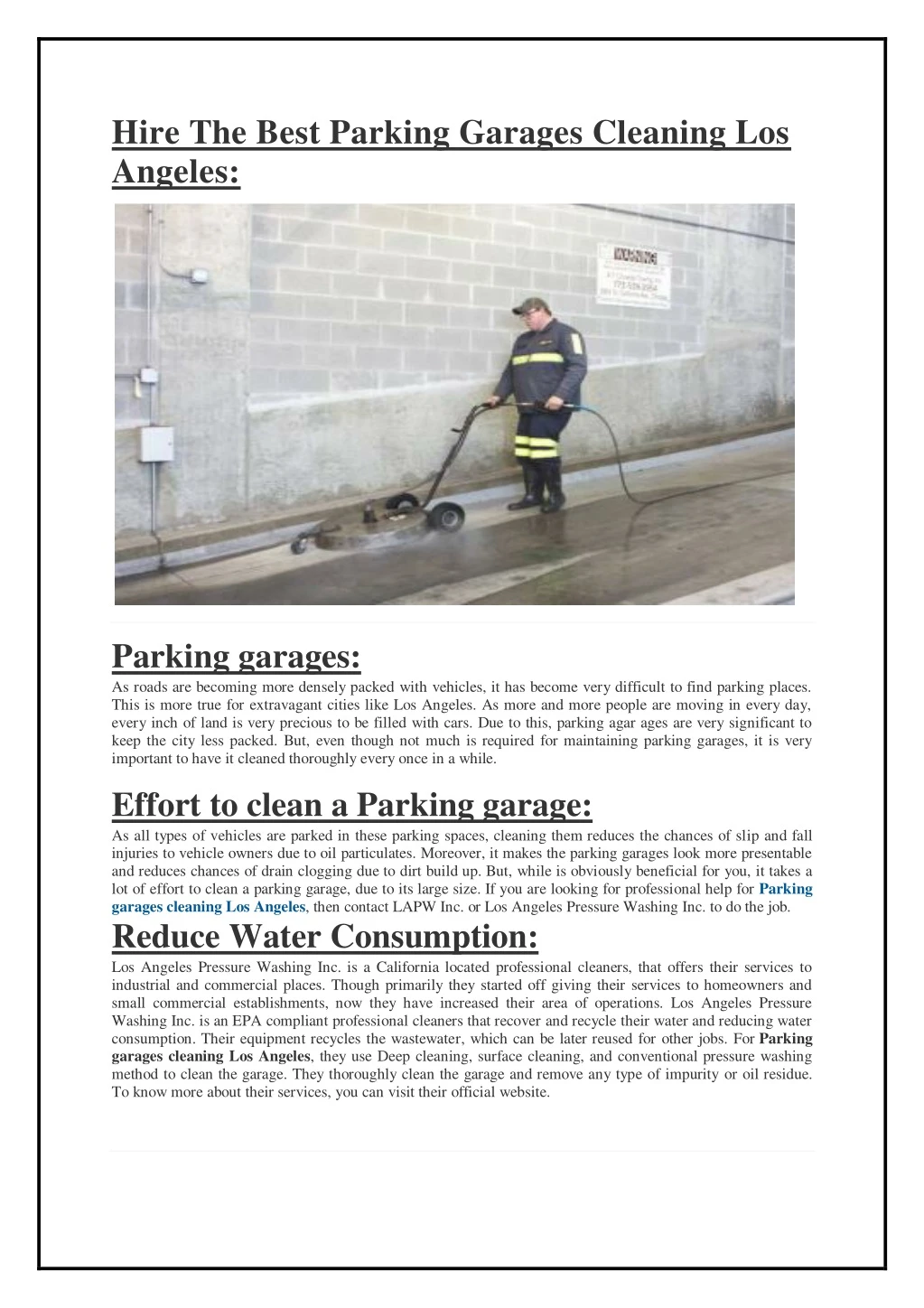 hire the best parking garages cleaning los angeles