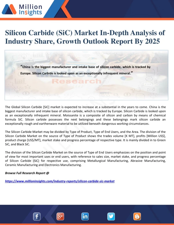 Silicon Carbide (SiC) Market In-Depth Analysis of Industry Share, Growth Outlook Report By 2025