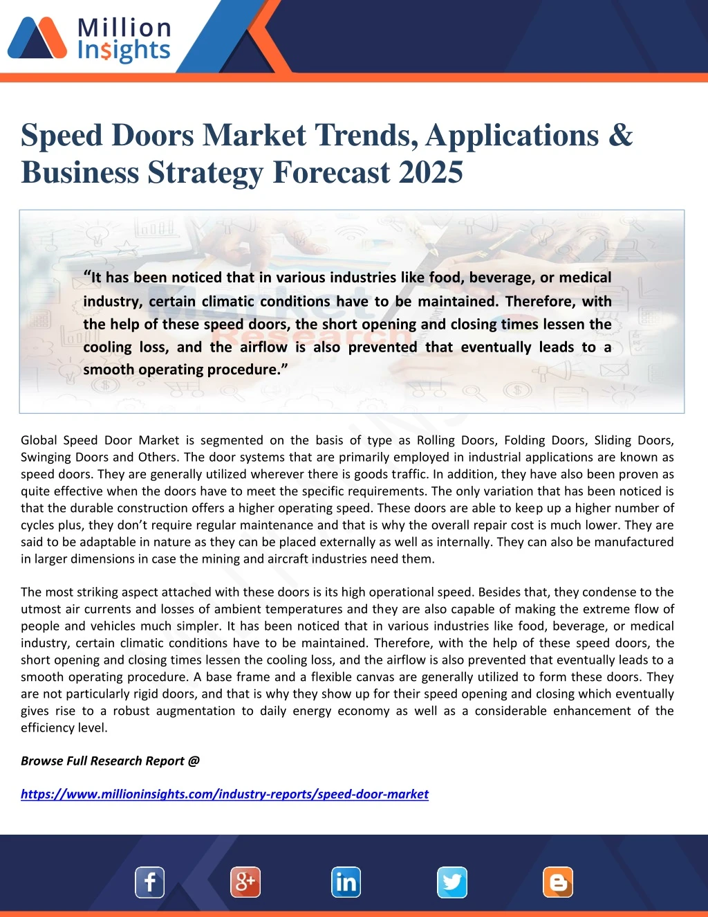 speed doors market trends applications business