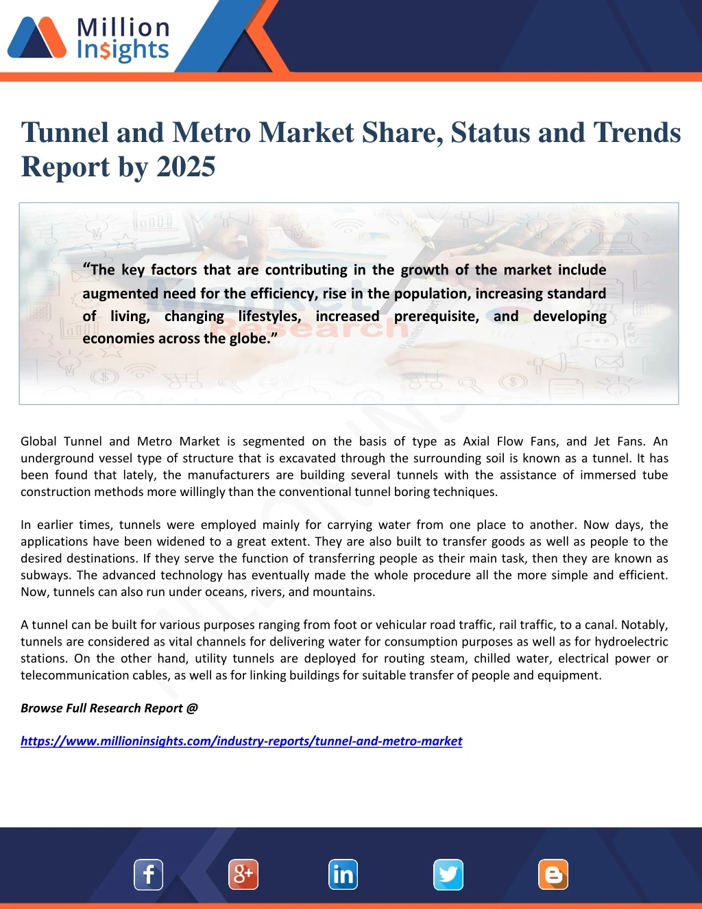 tunnel and metro market share status and trends