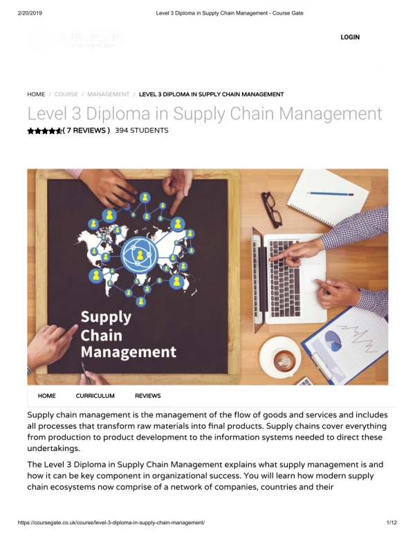 Level 3 Diploma in Supply Chain Management - Course Gate