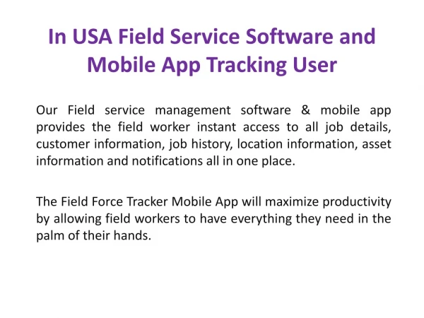 In USA Field Service Software