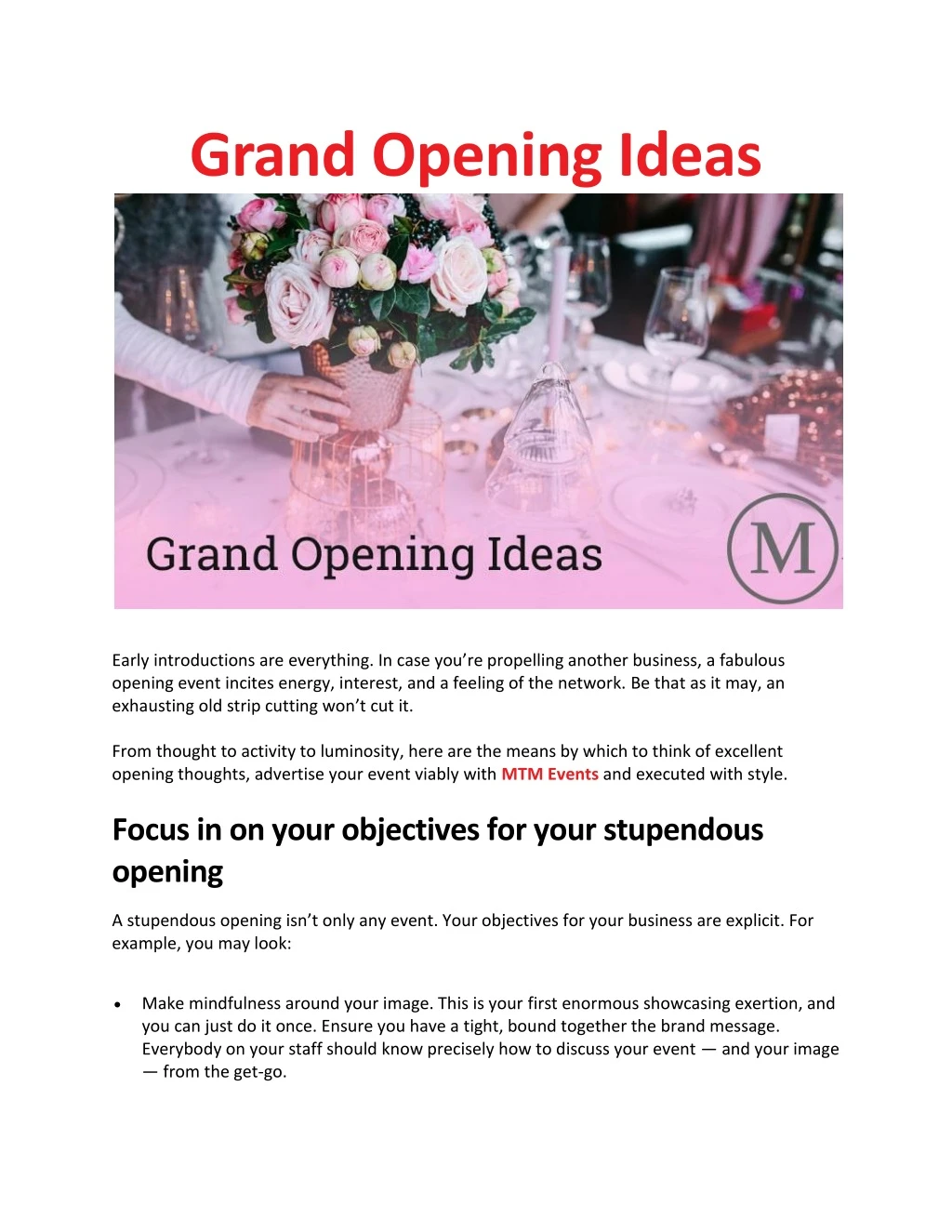 grand opening ideas
