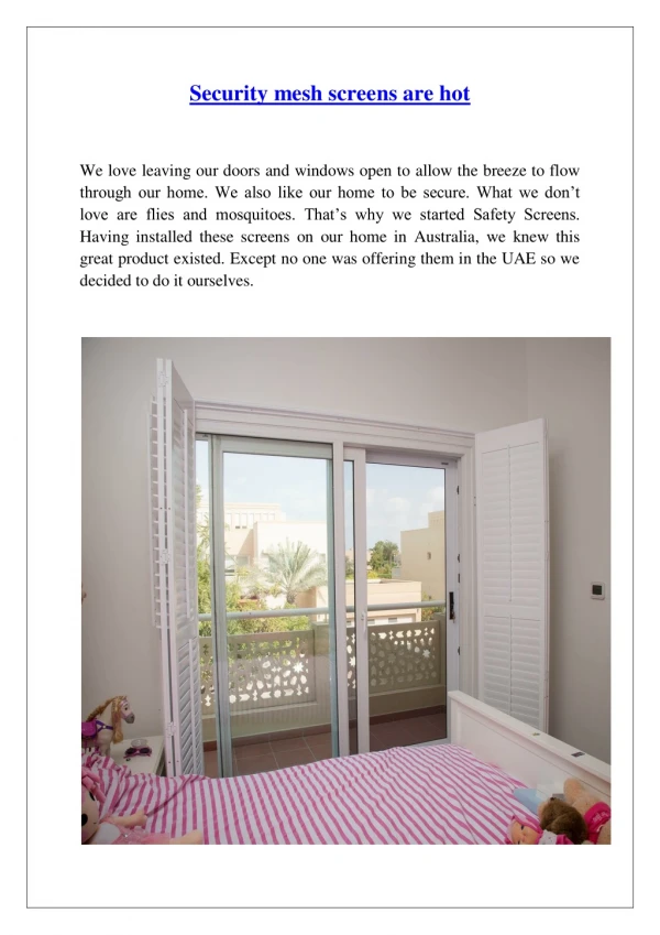 Safety Screens Doors and Windows