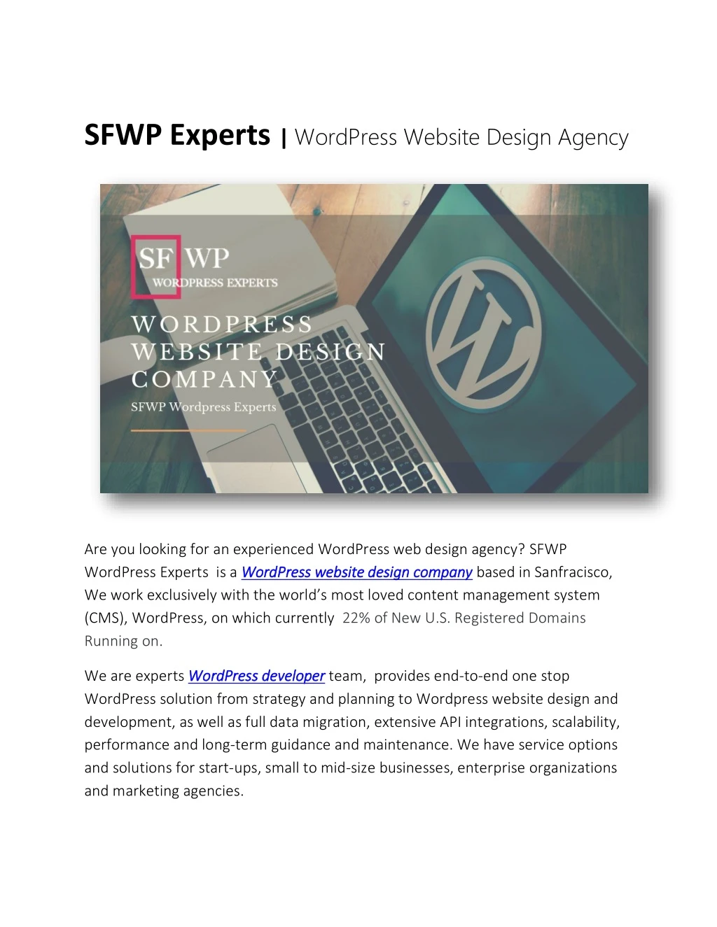 sfwp experts wordpress website design agency