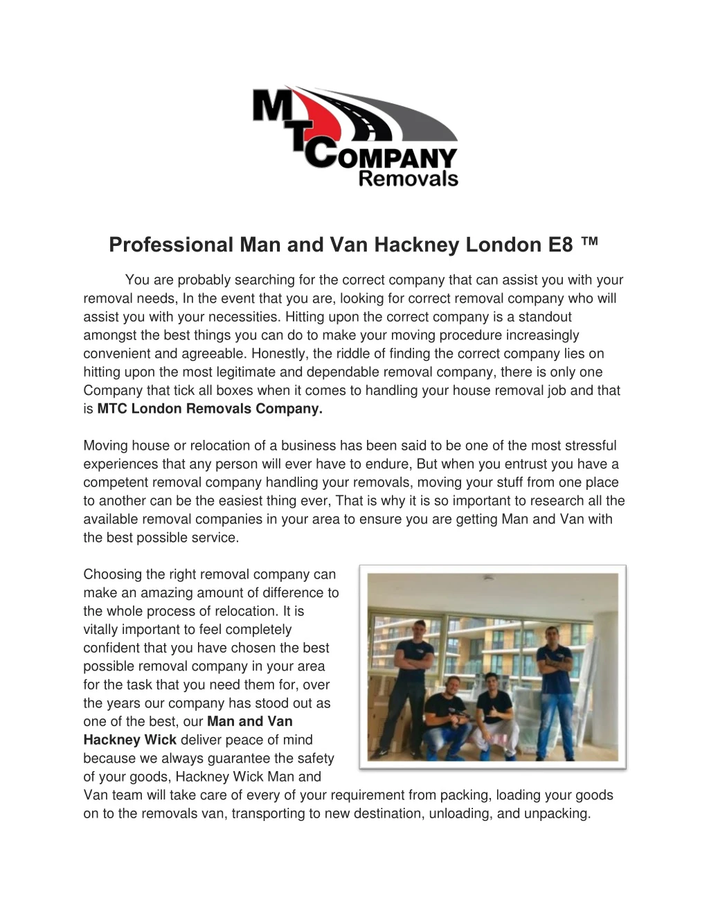 professional man and van hackney london e8