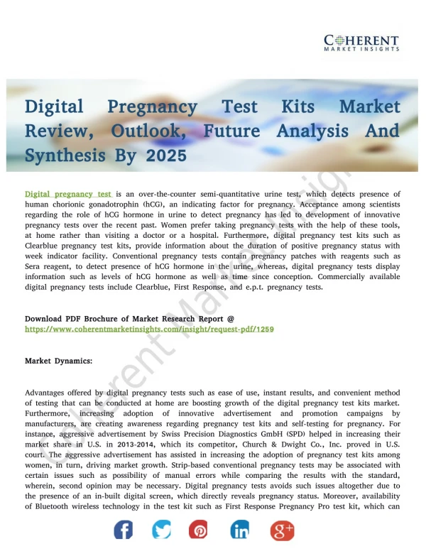 Digital Pregnancy Test Kits Market: Adoption of Innovative Offerings To Boost Returns On Investment