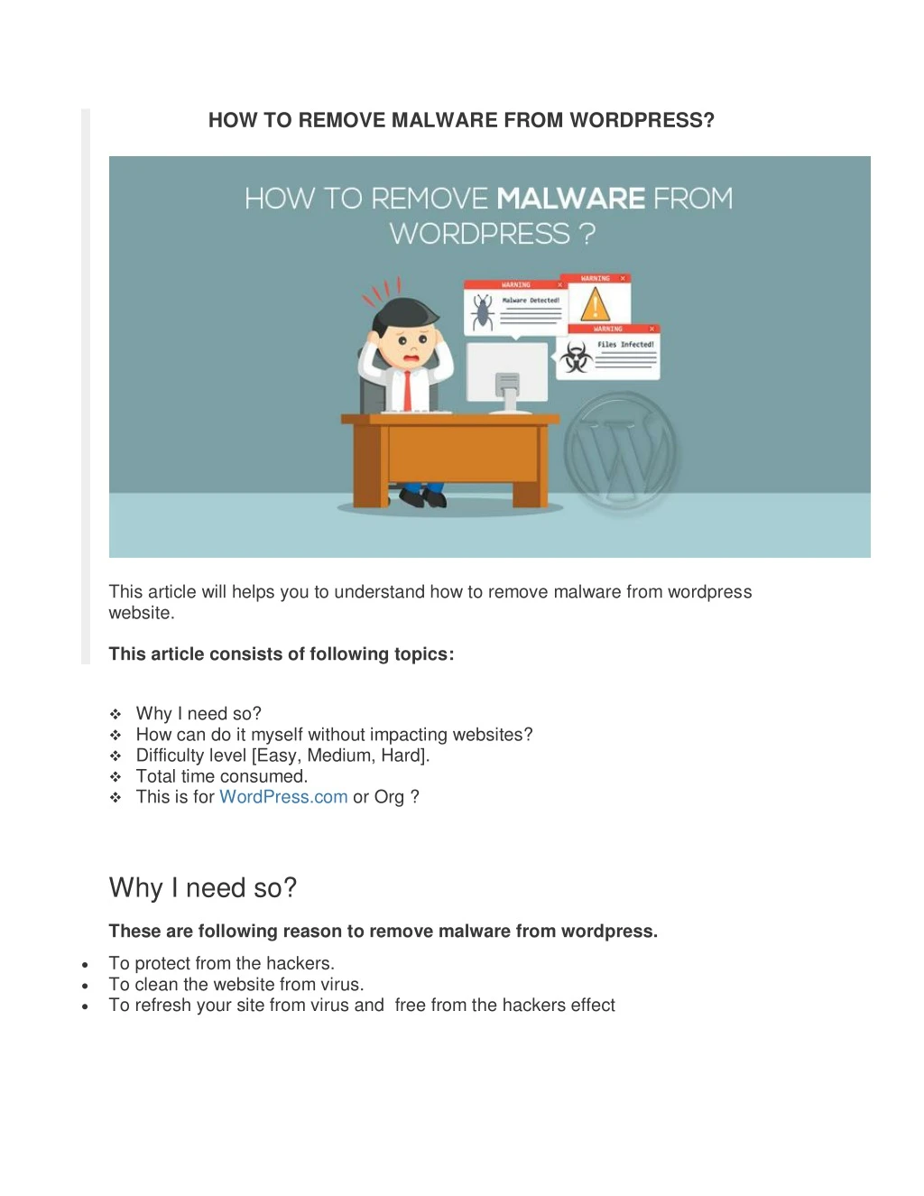 how to remove malware from wordpress